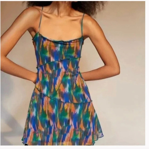 Urban Outfitters Moxie Multi Mesh Mini Slip Dress NWT Size L - Picture 1 of 9